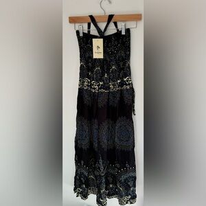 Tropiko Navy Blue & Black swim cover dress size small NWT